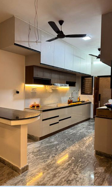 Residential house framing with scaffolding